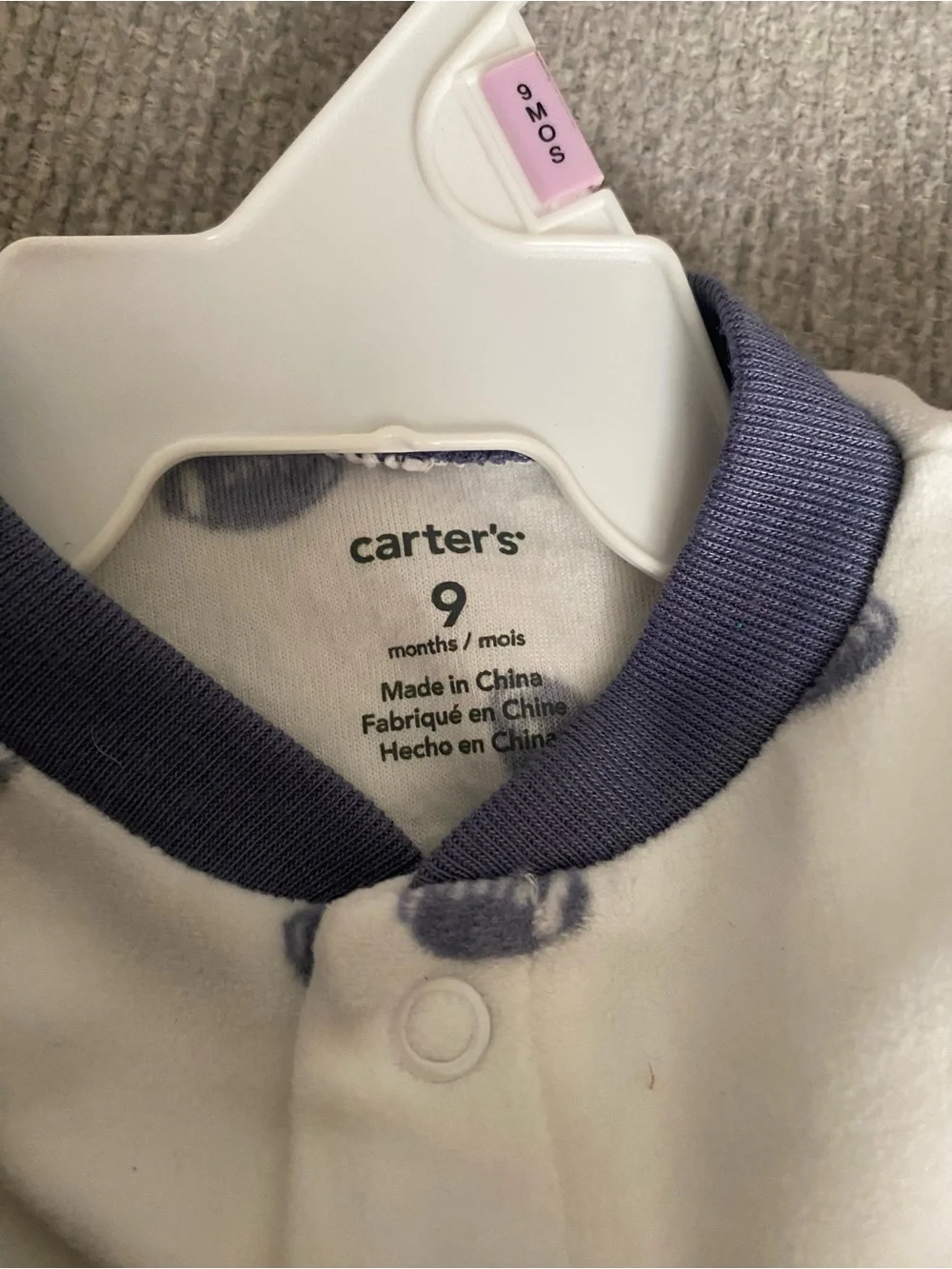 Carter's Cream and Navy Football Print Footed One-Piece